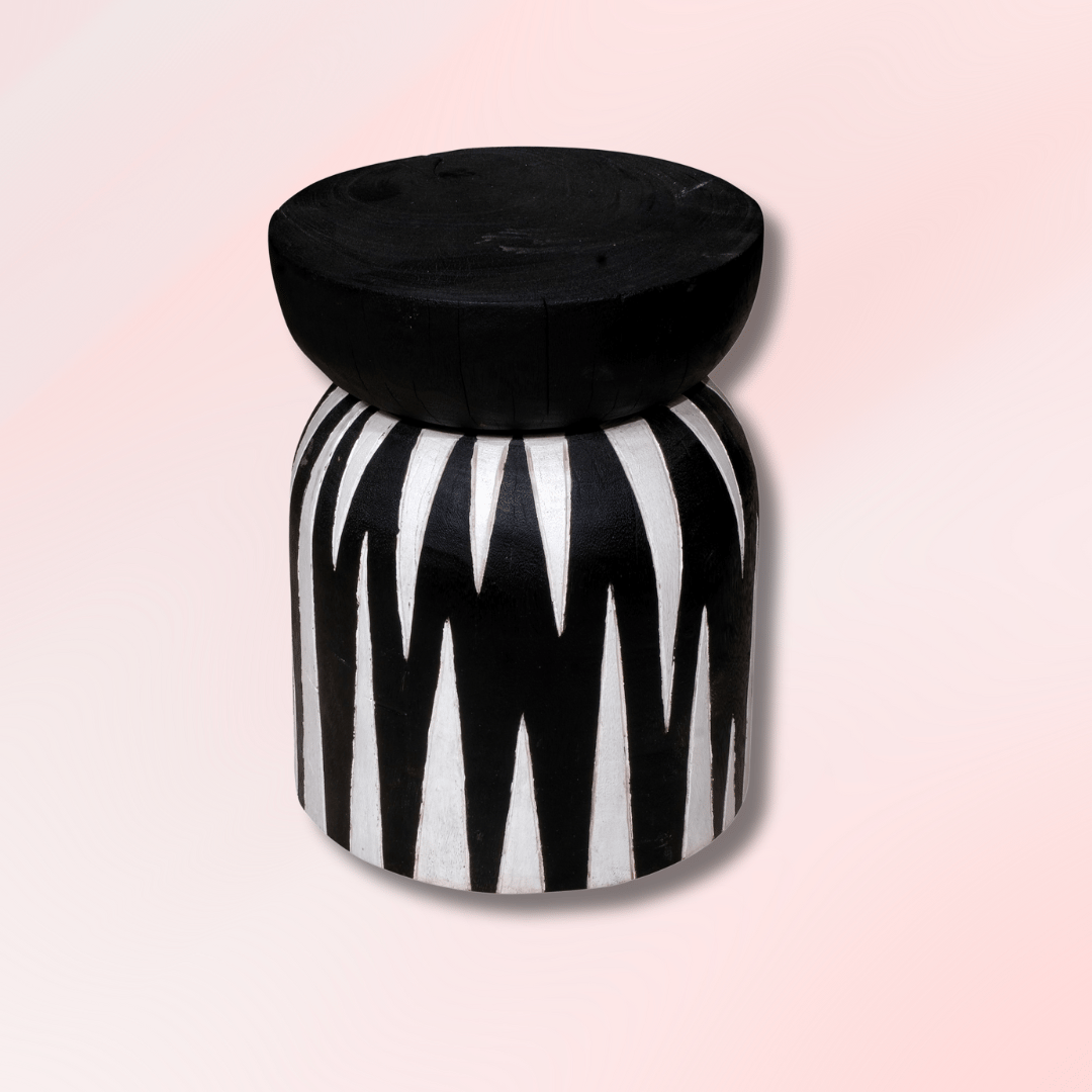 zebra wooden stool