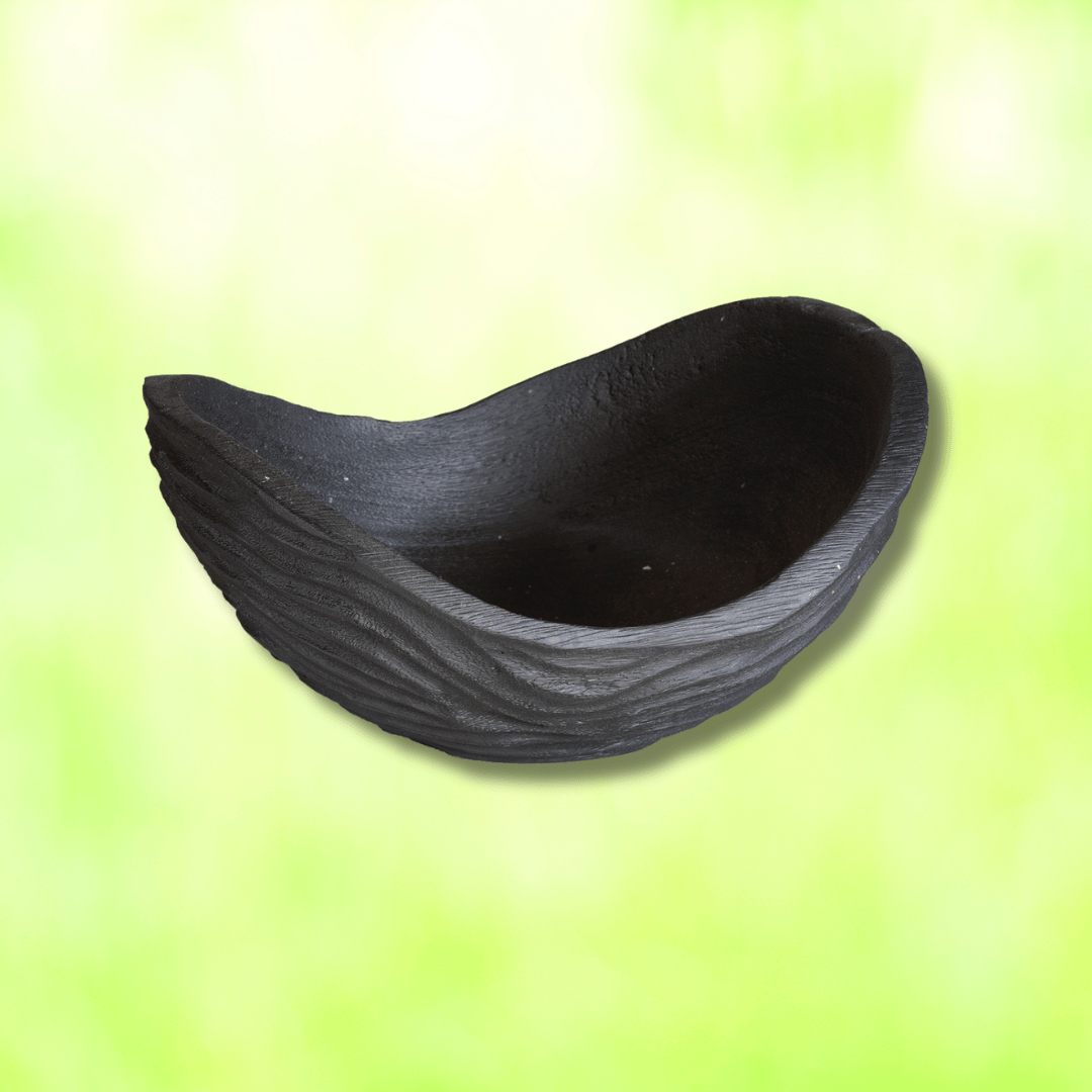 black wooden bowl