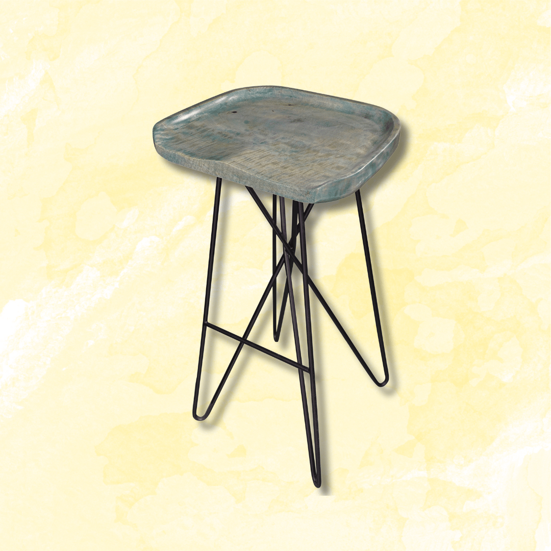 tall blue wooden chair